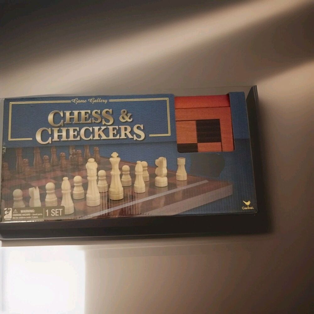Chess & Checkers Classic Game Set Wooden Case & Game Board